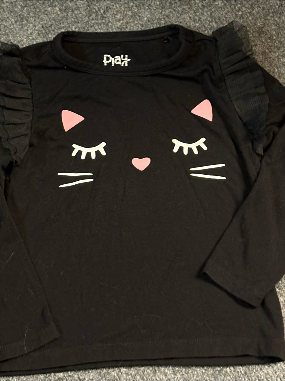 Little Sleepies Black Long-Sleeve Top with Pink Cat Face